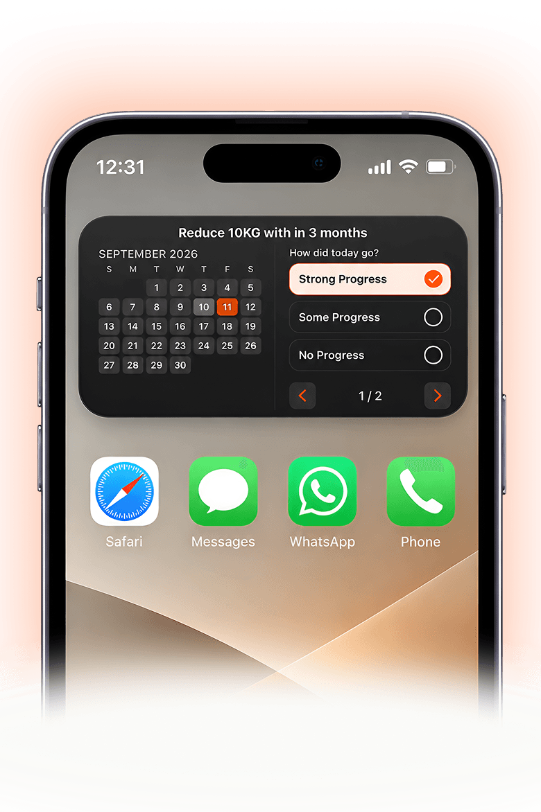 VOW check-in widget on the iOS Home Screen